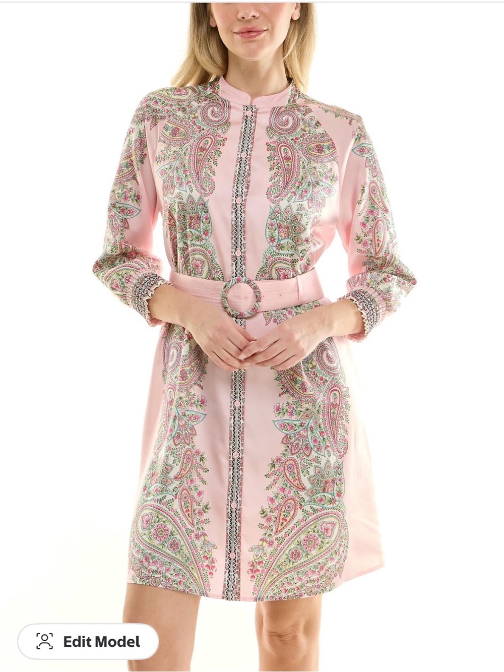 Nanette Lepore Pink Paisley Belted Mini Dress